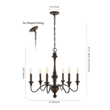 Oakley 25" Midcentury Farmhouse Iron LED Chandelier - JONATHAN Y